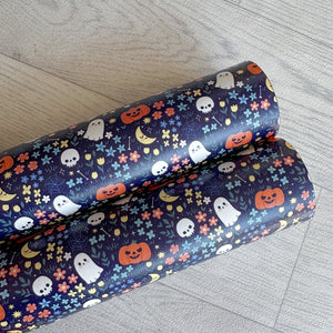 Navy Floral Halloween Leatherette