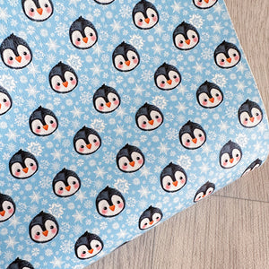 Sweet Penguins On Blue Leatherette