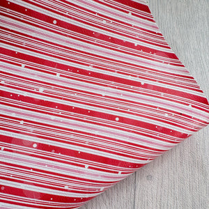 Snowy Candy Cane Stripes Leatherette