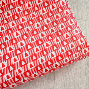 Red Tree Gingham Leatherette