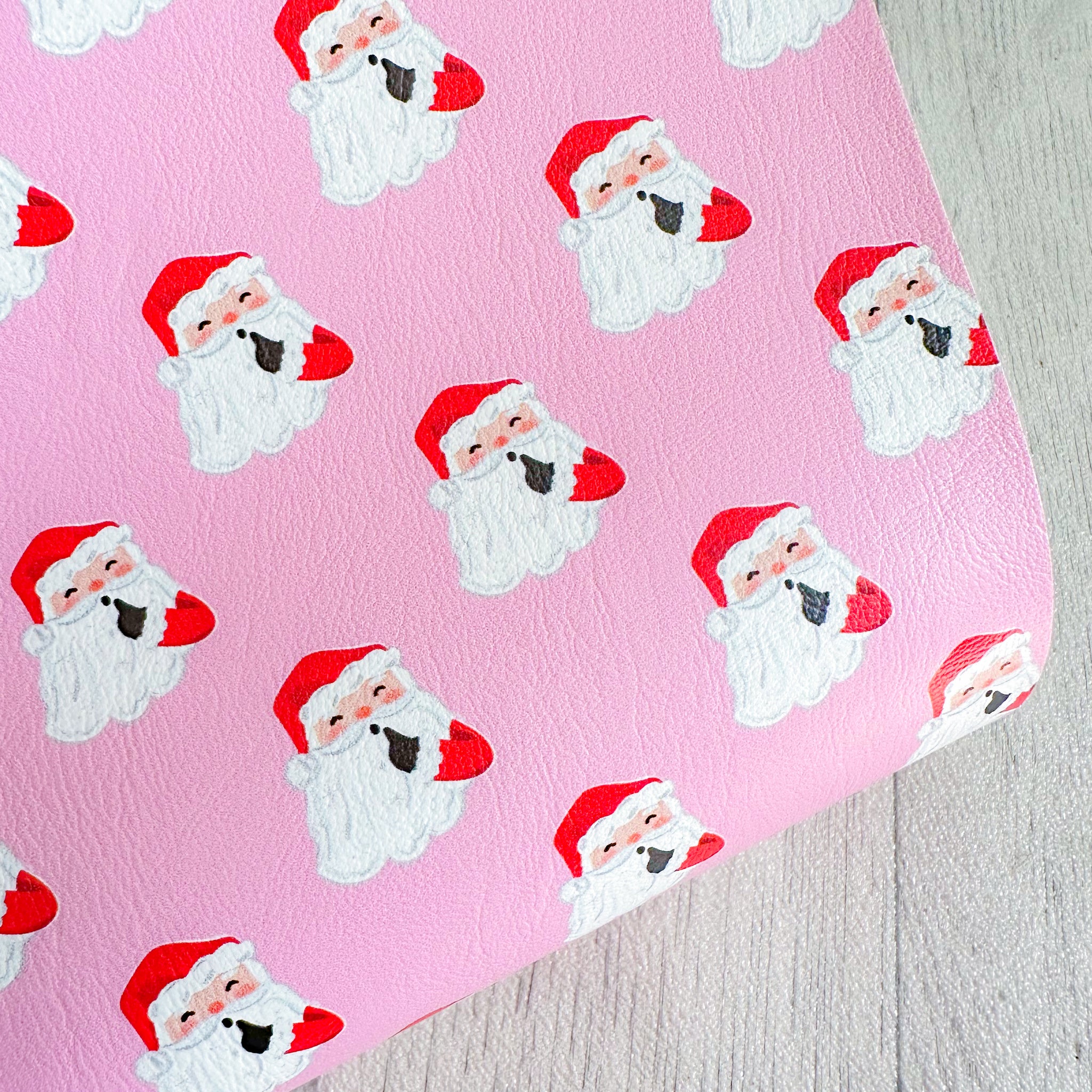 Red Shh Santa On Pink Leatherette