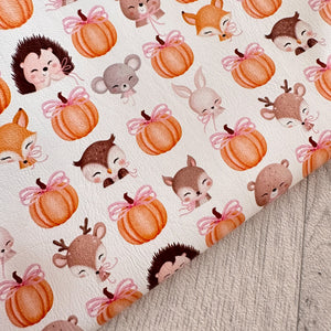 Woodland Cuties & Pumpkin Bows Leatherette