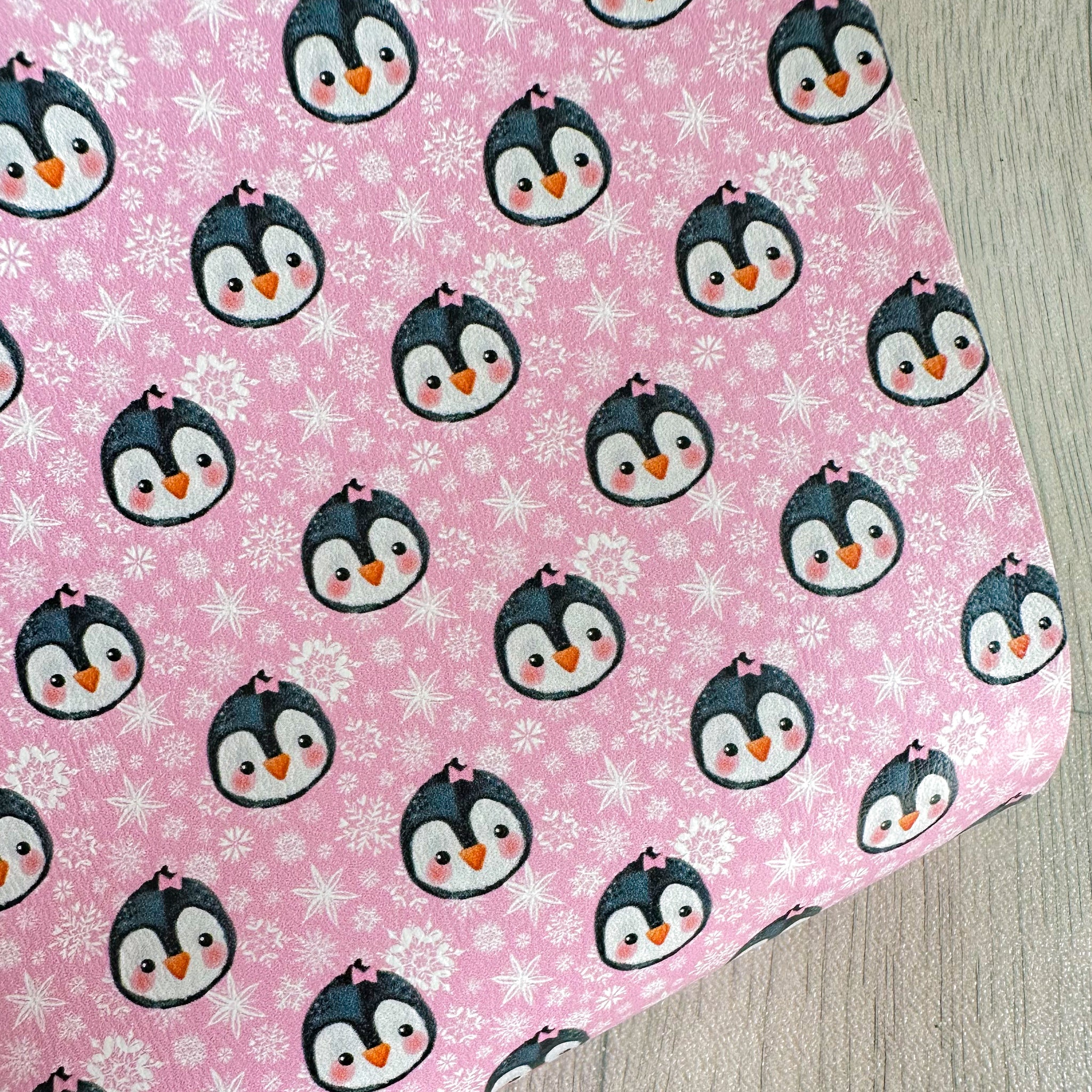 Sweet Penguins On Pink Leatherette