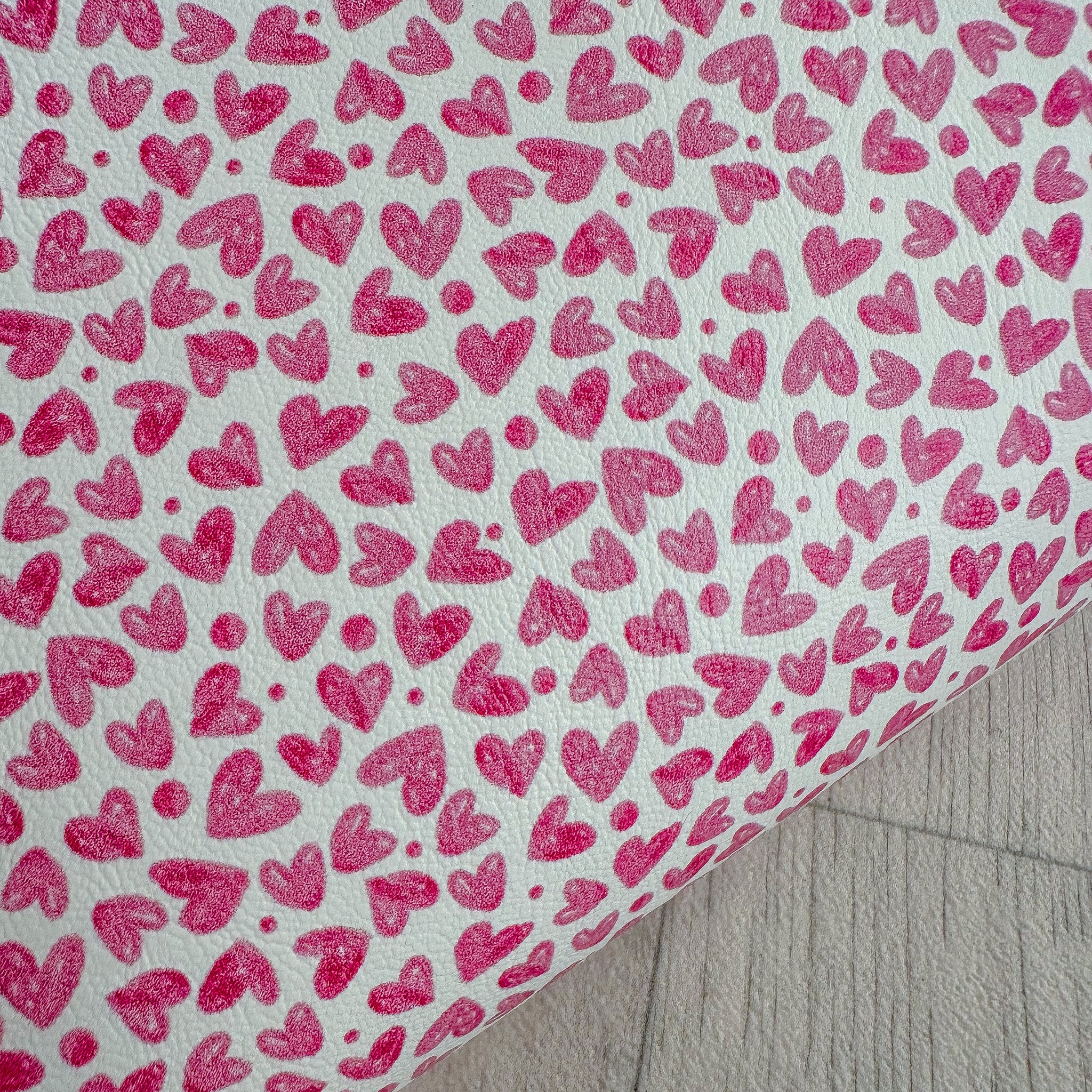 Pink Doodle Hearts Leatherette