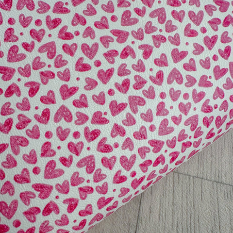 Pink Doodle Hearts Leatherette