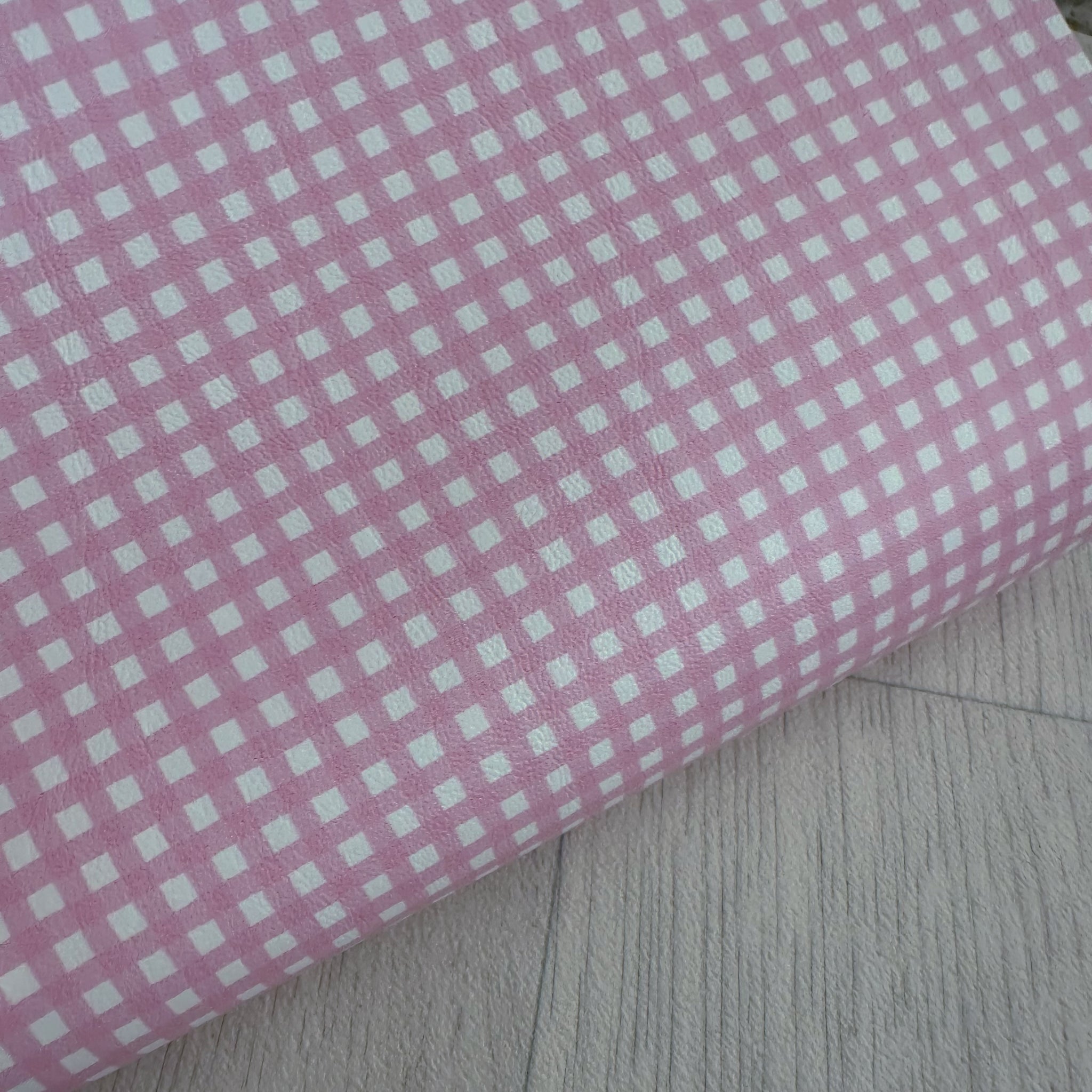 Pink Check Leatherette