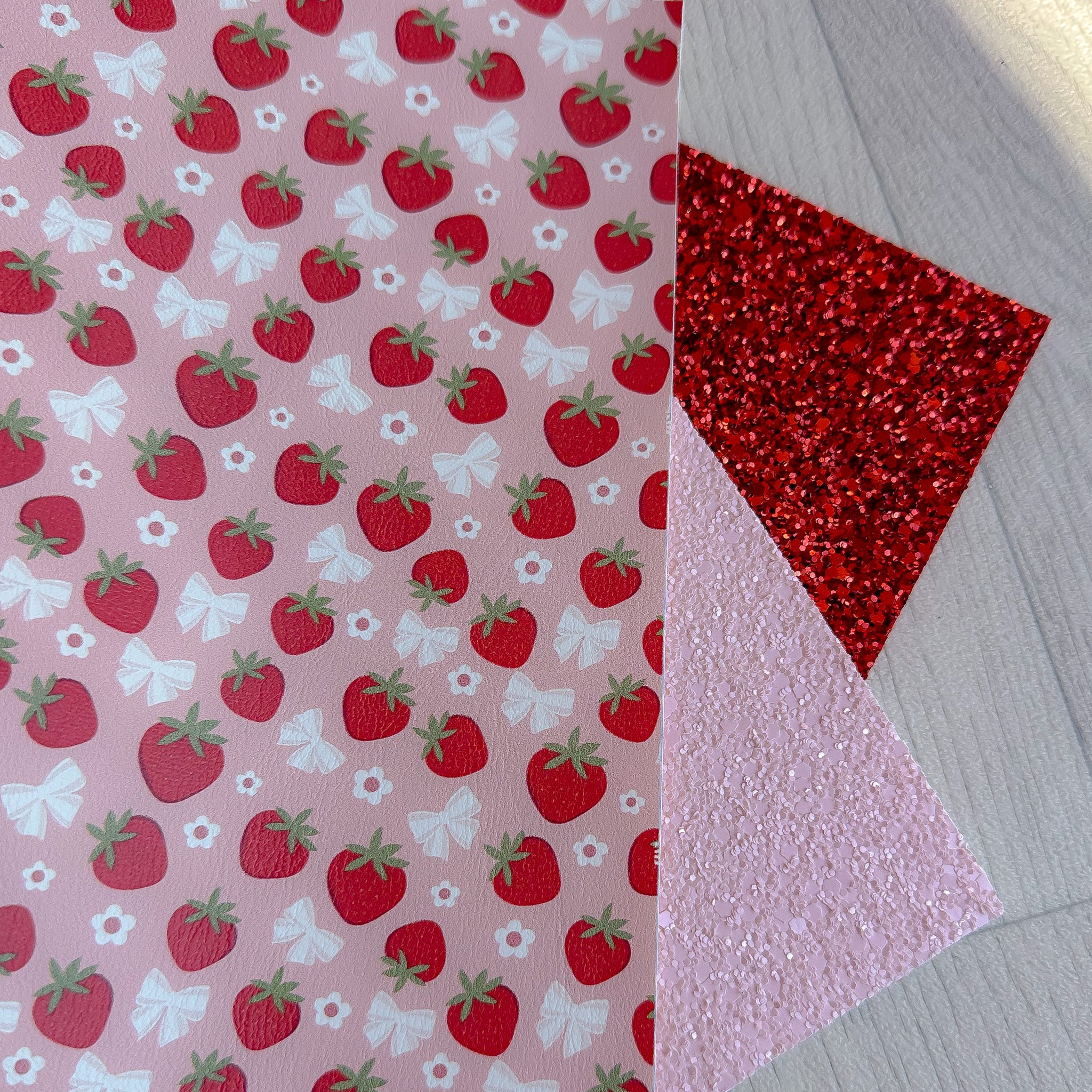 Strawberry Bow Glitter Trio