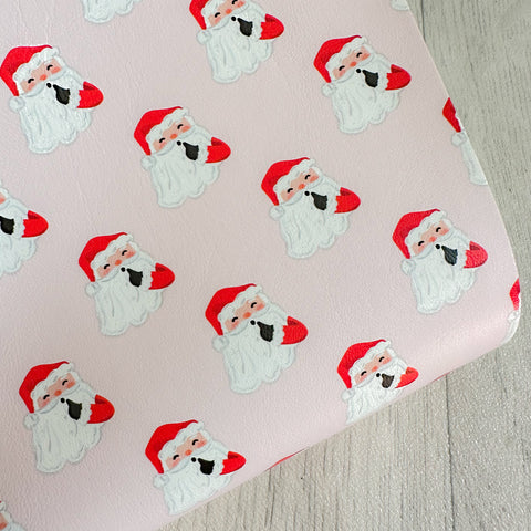 Shh Santa On Pale Pink Leatherette