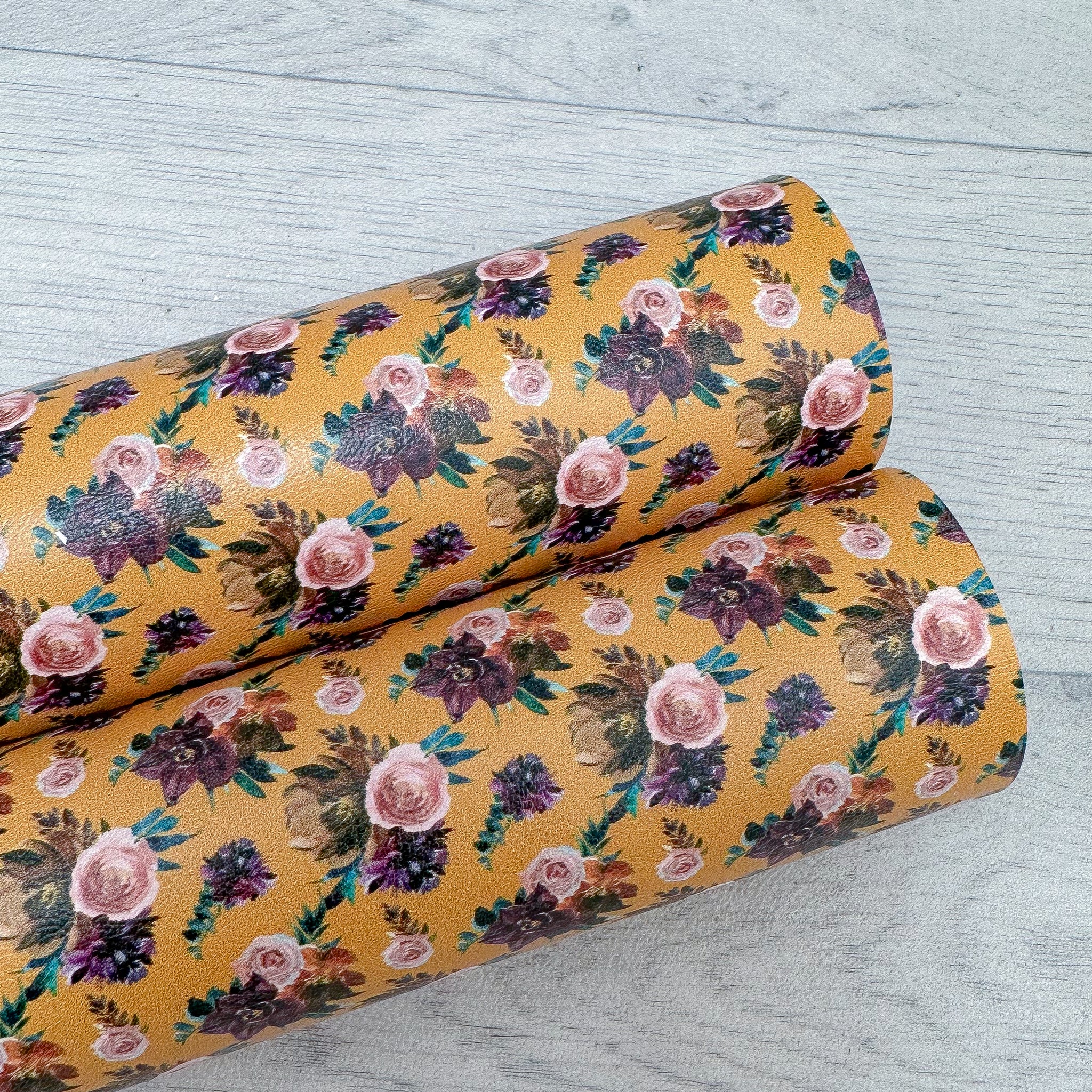 Mustard Flowers Floral Leatherette