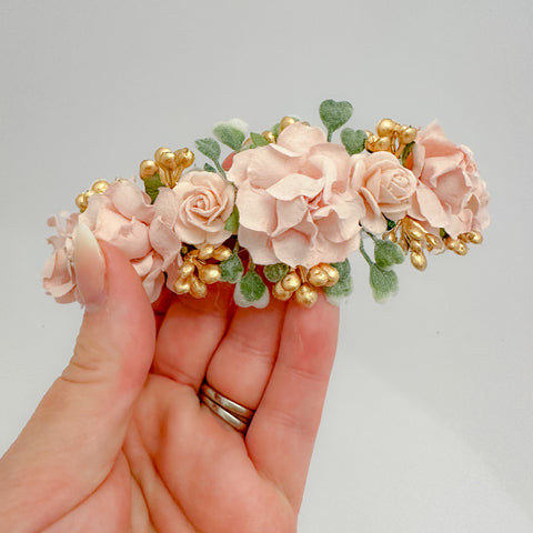 Pink Gold Floral & Foliage Headband Kit