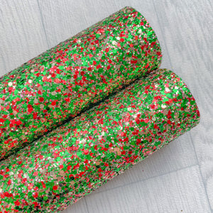 Christmas red gold green  Chunky Glitter fabric A4 sheet bow crafts